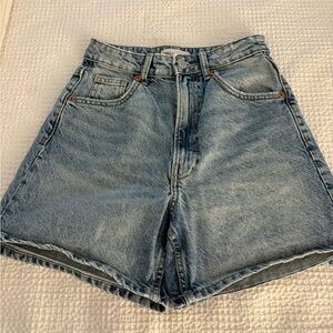 Zara Mom Fit Light Blue Jean Shorts